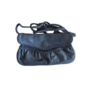 NWOT Junior Drake Navy Metallic Leather Crossbody Clutch 2 Removable Straps